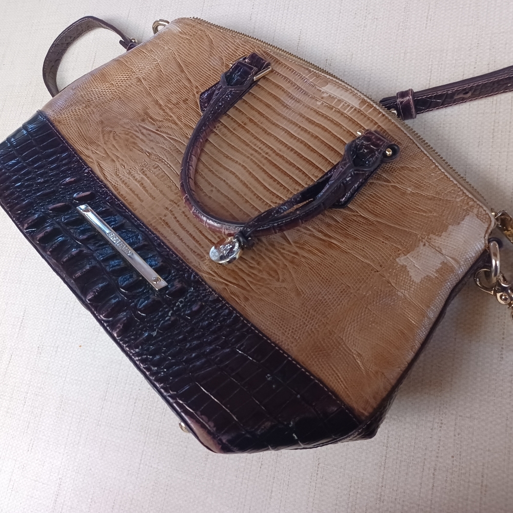 Brahmin Tan Crossbody Gator Bag Purse - Picture 7 of 13